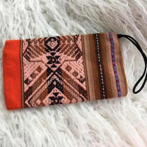 Pen Case Holder Pouch Boho Style Inca Design Orange - Picture 4 of 4